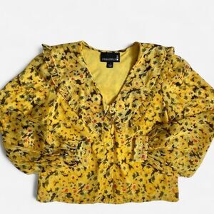 Broadway 38 yellow floral blouse